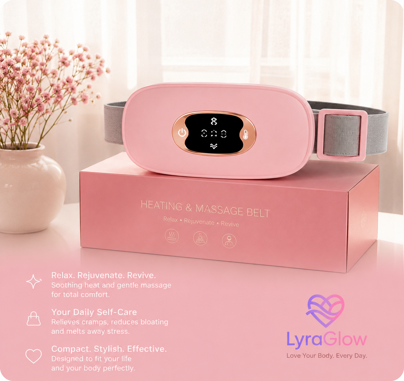 Electric Heating Menstrual Vibration Pad Belt for Period Pain Relief Cramps US